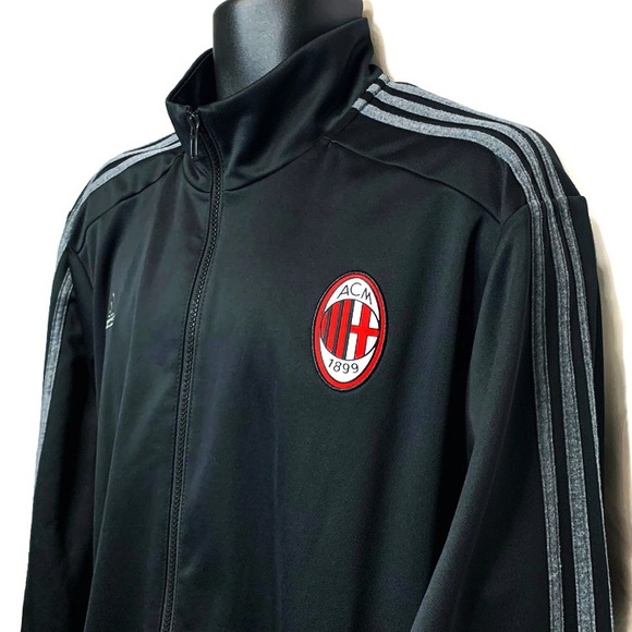 Adidas AC Milan 3 Stripe Track Jacket Black Sz 2XL - Picture 3 of 7